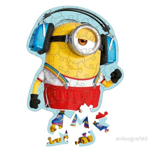 Trefl Träpussel: Minions, Galen Minion 50 bitar, Formpussel Wooden Puzzle, Oregelbundna pusselbitar, 10 figurer, Modernt pussel för barn från 5 år 5900511202397