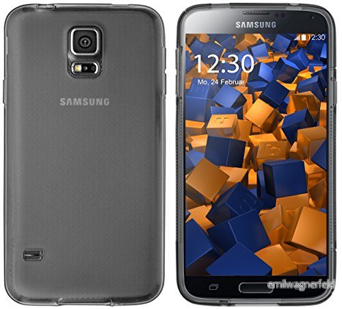 mumbi Fodral kompatibelt med Samsung Galaxy S5/S5 Neo mobiltelefonfodral mobilskal, transparent svart 4251077212384