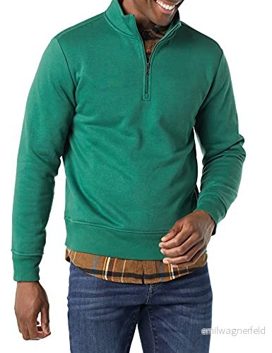 Amazon Essentials Men's Långärmad fleecetröja med kvartsdragkedja, Grön, L 195111637617