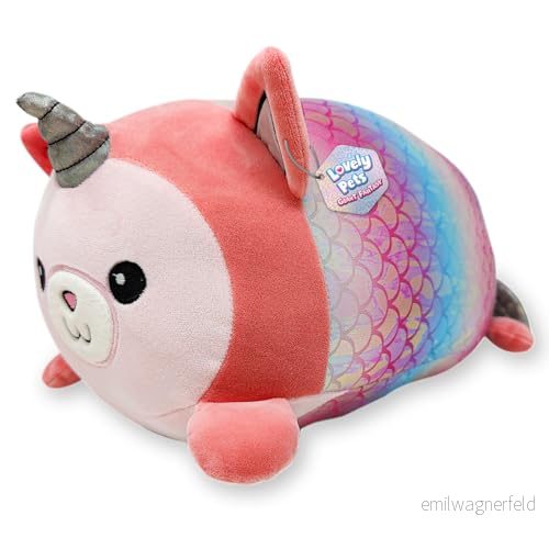Sbabam, Lovely Pets Giant Fantasy Maxi, plysch katt 36 x 24 18 cm, Squishy Djur Leksak för barn, barnspel och tidningsdockor, katt, sjöjungfrustjärt metalliska detaljer 8057094646067