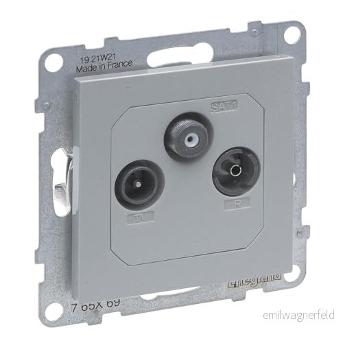 LEGRAND, SEANO Enddose TV R SAT, HD TV, anslutningsdämpning: 10 dB, färg: vAluminium, 765269 3414972552264