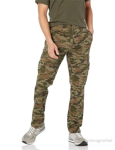 Amazon Essentials Men's Stretchiga cargobyxor med smal passform (finns i Big & Tall), Grön Kamouflage, 31W / 29L 191770913499