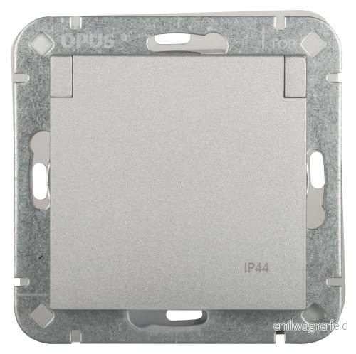 OPUS® 55 skyddande kontaktuttag premium med lock IP 44 färg aluminium silver sidenglans 4028232458204