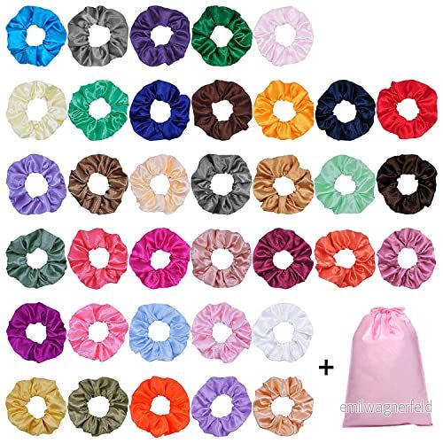 40 st elastiska satinhårhårslingor, flerfärgade hårband, eleganta band, hästsvanshållare, hårkranar, för kvinnor, flickor, färger 822361295044