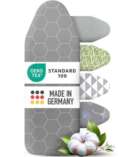 arteneur Strykbrädsöverdrag tillverkat i Tyskland Järnbrädesöverdrag för ångstrykjärn passar flera storlekar grå med elastisk dragsko, aluminiumbeläggning, ånga genomtränglig och 8719689339623