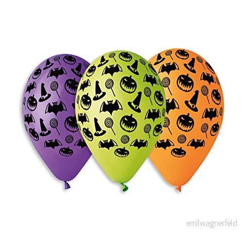 Kuvert 25 ballonger med Halloween tryck Premium Quality G120 Natural Latex (Ø 33cm / 13"), Blandade färger 8026196349879