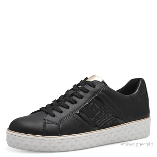 Marco Tozzi dam, Feel ME fotsäng, utbytbar fotbädd, mjukt foder, vegansk, 22378042 sneakers, svart, 39 EU, EU 4064231910350