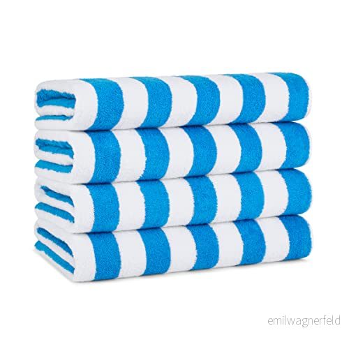 Arkwright LLC California Cabana randig överdimensionerad strandhandduk uppsättning av fyra extra stora 76 cm x 178 100% ringspunnen bomull dubbel garnstyrka perfekt poolhandduk, 764950300428