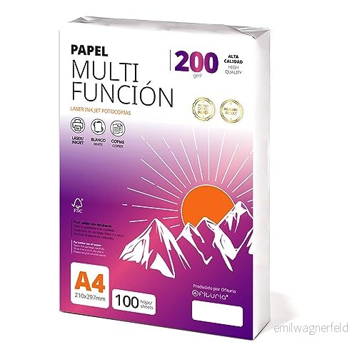 Folios a4 200gr 100 ark, Multipurpose Papper för skrivare, laserskrivare, fotokopiator, kontorsbruk, skolmaterial, foliopaket ofyturia (200gr, 100h) 8435677620442
