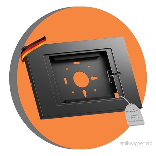 PureMounts® surfplattehållare med låsbart stålfodral för iPad 5/6/7/8/9/IPad Air 9.7/10,5"/10,9/IPad 9,7"/10,5"/11" och Samsung Tab A 10.1 (2019)/Tab A7/S6 Lite 10,4", svart 4251364738702