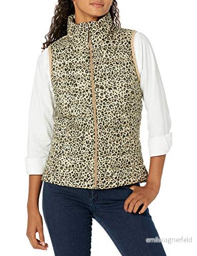 Amazon Essentials lättviktig vattentålig packbar pufferväst, ljus kamel leopardtryck, medium 195111123158