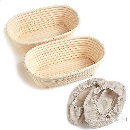 2 st 10/25 cm oval banneton brödform bake bread dough rising proofing proving rottingkorg med linnefoder UK ny av ifsecond 755170787250