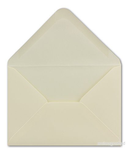 50 din C6 brevkuvert grädde 11,4 x 16,2 cm 100 g/m² våtlimning brevfodral utan fönster för inbjudningar från glödlampa agent 4251626300203
