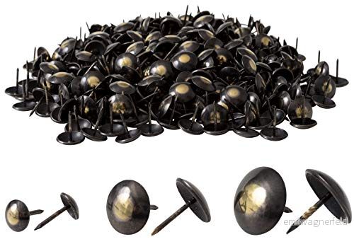 IPEA Klädsel spikar 500 st dekorativa knoppar för möbler, klädinredning, metallstift fåtöljer brons och guldfärg 9 x 12 mm 8051886522171
