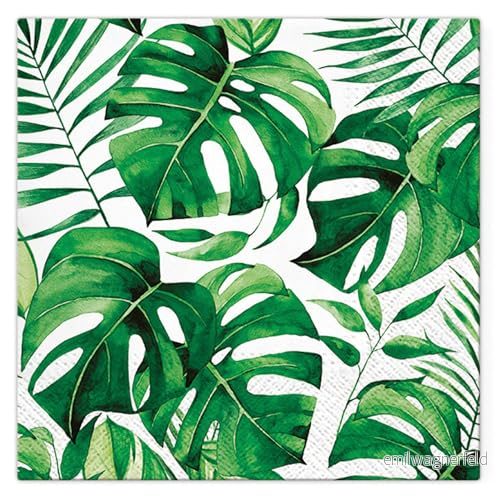 Homéa, Set med 20 pappersservetter 33 x cm monstera 3574380641339