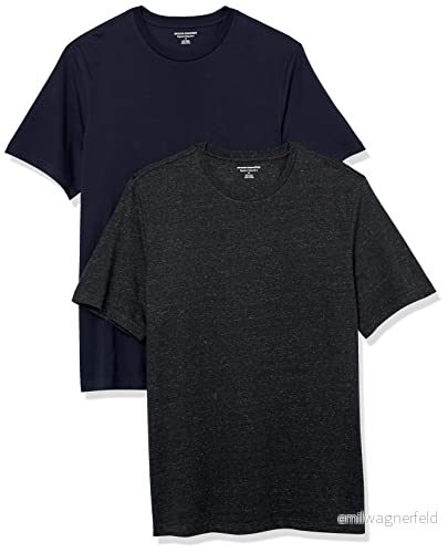 Amazon Essentials herr normal passform kortärmad rund hals t shirt, paket med 2, kolljung/marinblå, Small 196433602918