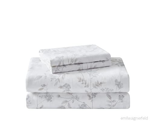 Laura Ashley Home Tvillinglakan, bomullsflanell sängklädesset, borstad för extra mjukhet och komfort (Fawna, Twin) 883893688391