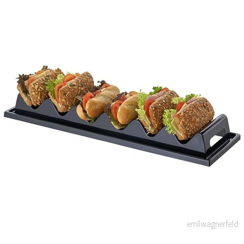 APS 11889 svart polystyrol mellanmål utmatare med greppmulde, 60 x 19 7,5 cm, 6 delar 4004133118898