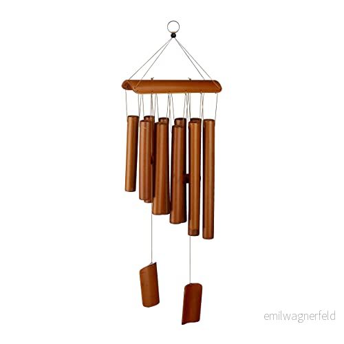 Relaxdays Bambu vindspel, behagligt ljud, balkong och trädgård, ljudspel att hänga upp, H x B): 58,5 18,5 cm, natur 4052025413750