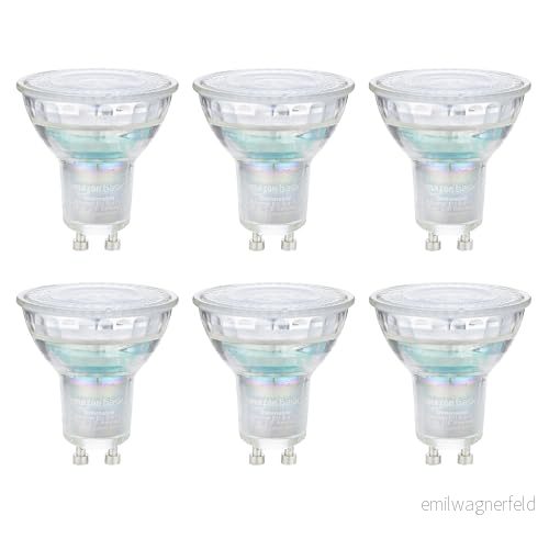 Amazon Basics GU10 LED spotlight, professionell, 3,7 W (motsvarande 35 W), kallvit, dimbar (6 stycken) 840324400878