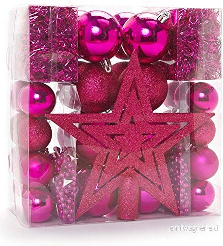 Heitmann Deco Julgranssmycken rosa 45 delar set inklusive trädspets, kulor, pärlkedjor och kransar plast 4062196088244