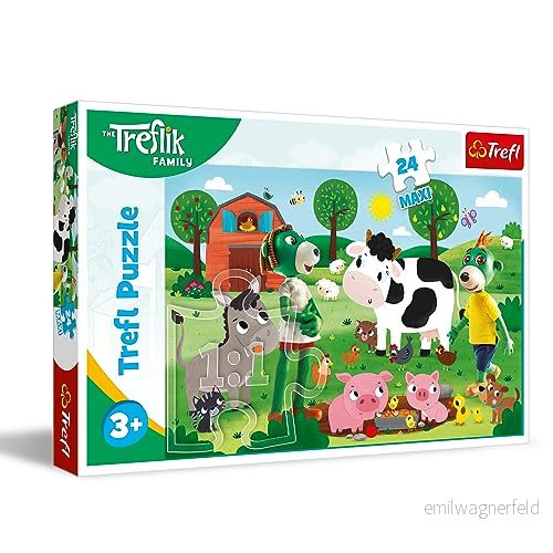 Trefl The Treflik Family, Trefliks på landet pussel 24 Maxi stora bitar, Färgglatt med Familjen sagans karaktärer, Kreativ underhållning, Lek för barn från 3 år 5900511143614