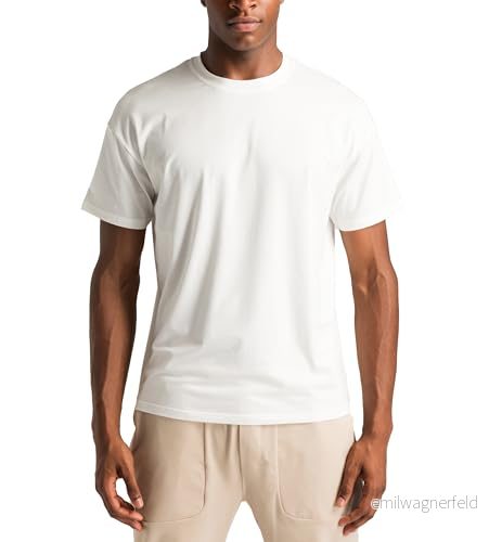 Aruki T Shirt Med Kort Ärn Och Crewneck För Män, Basic Essentials Bomulls Atletisk Avslappnad Passform Löpning, Gym, Träning Avkoppling Cloud Dancer Large 810138487723