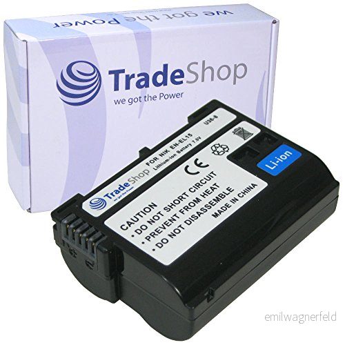AKKU för Nikon ersätter EN EL15 ENEL15 ENEL 15 EL D600 D7000 D800 D800E 1 V1 D 600 7000 800 E D7100 710000 0 8000 passar batterigrepp MB D11 D12 med infochip 4250608792975