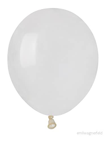 Förpackning med 100 ballonger i naturlig latex, premium kvalitet A50 (Ø 13 cm/5 tum), genomskinlig 8026196344003