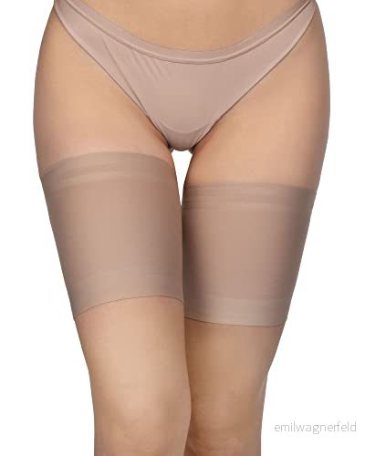 Annes styling kvinnor elastiska lårband anti skavning förhindrar lårgnuggning satin och spetsfodrat skydd halkskydd silikon, Visone, XXL 5902067801727