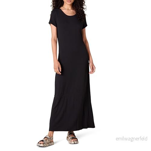 Amazon Essentials dam kortärmad maxiklänning, svart, X Large 195111906751