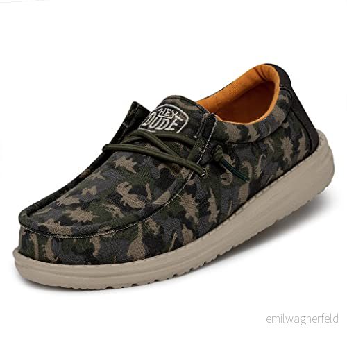 Hey Dude® Wally Camodino barnskor unisex ultralätt design bomullsduk övre bomullsfoder, Mysk, 31 EU 197002017850