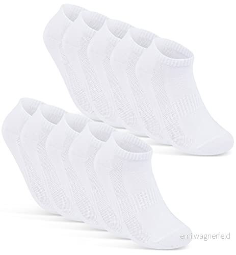 10 Par Sneaker Strumpor Herr Dam Ankelstrumpor Andas med Mesh Bomull Svart Vit Grå 16510 (43 46 Vit) 4054536083835