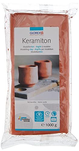GLOREX 6 1780 707 keramiton, terrakotta, ca 1 000 g, klar att använda modelleringsmassa, lufthärdande eller brandfarlig, luktfri vid bränning, tillverkad på en naturlig bas 4013340807075