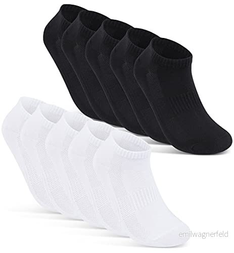 10 Par Sneaker Strumpor Herr Dam Ankelstrumpor Andas med Mesh Bomull Svart Vit Grå 16510 (47-50 Svart+Vit) 4054536083910