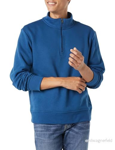 Amazon Essentials Men's Långärmad fleecetröja med kvartsdragkedja, Blågrön, M 195111637310