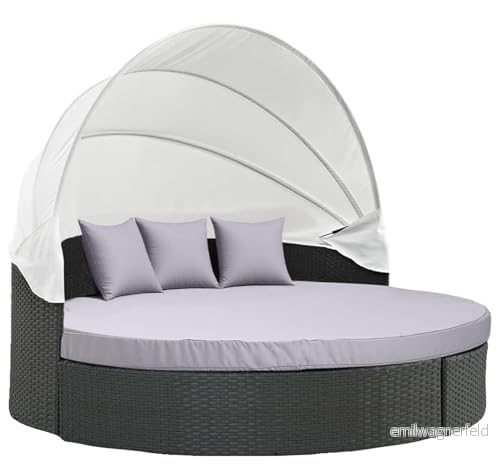 MICTONY utomhus dagbädd kuddfodral, 167 cm ersättning skydd med elastiskt band, solsäng rund sängkudde, endast överdrag (dagbädd ingår ej), grå 738058092073