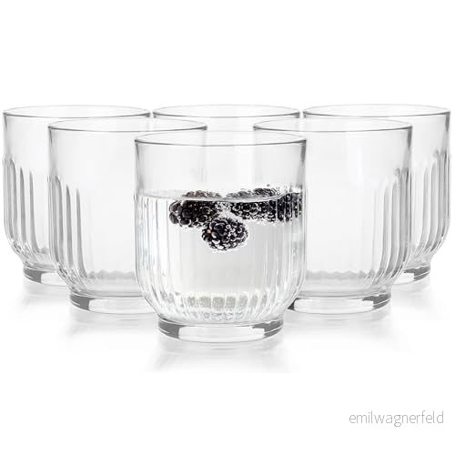 Glasmark KROSNO 1992 Dricksglas set glas med spår 6 stycken 290 ml vattenglas cocktailglas juiceglas juice vatten tjock botten diskmaskinssäker 5903772928488