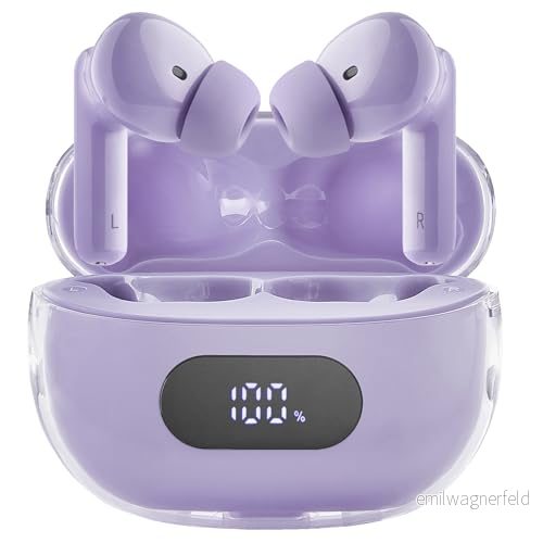 Intenso Buds Plus TWS True Wireless Hörlurar T313AE med aktiv brusreducering, ENC, Bluetooth och upp till 25 timmar. Musikuppspelning, lila 4034303034703
