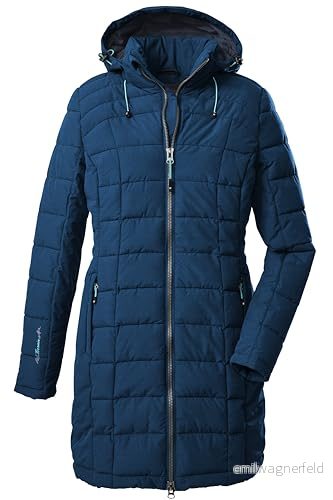 Killtec Damparkas i dunutseende SKANE WMN QUILTED PRK damjacka med avtagbar huva övergångsjacka är vattenavvisande, mörkblå, 4, 35618 000 4061393554460