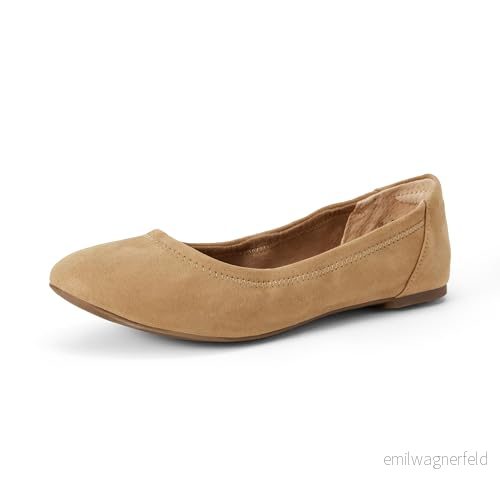 Amazon Essentials kvinnors Belice Slip On Ballet Flat, Tan Microsuede, 37.5 EU 840809187706