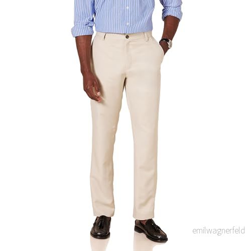 Amazon Essentials Herr Slim-Fit-klänning med platt framsida, sten, 32 B x 28 L 195111850214