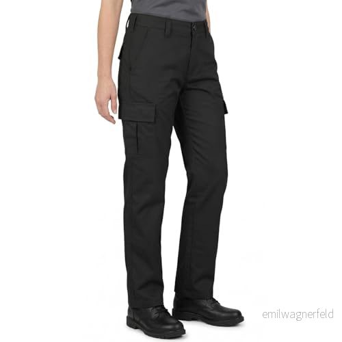Lee Cooper Dam slitstark lättskött flera fickor arbete säkerhet klassiska cargobyxor byxor, svart, storlek UK 12, normal 76 cm ben 5050217322834