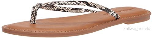 Amazon Essentials stringsandal för kvinnor, Svart vit ormtryck, 7 US 840174919179