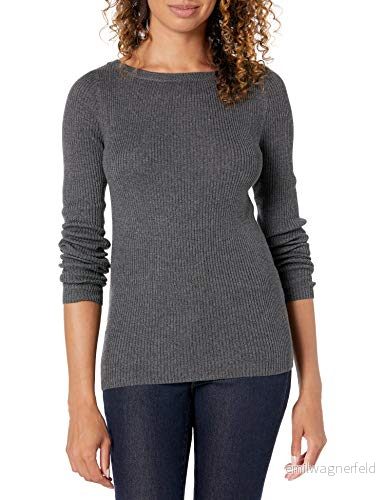 Amazon Essentials lättvikts ribbad långärmad båthals slim fit, träkol ljung, liten 195111197296