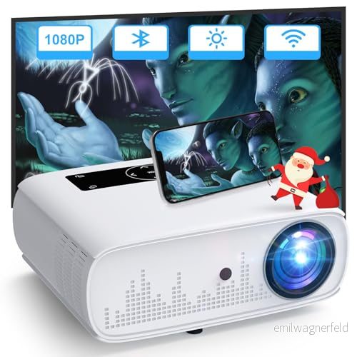 HOPVISION videoprojektor, inbyggd 1080P projektor, 15 000 lumen, Full HD, hemmabio, 4K projektor med Bluetooth WLAN kompatibel TV stick, HDMI, USB, iOS/Android 4262456720024