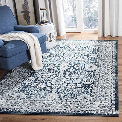 Safavieh multifunktionell matta område 90 X 150 cm Cream/Navy Blue 889048679443