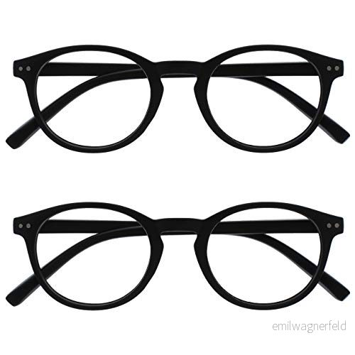 Opulize Zen läsglasögon 2 pack coola runda ramar fjädergångjärn reptåliga matt svarta män kvinnor RR24 1 +1,50 5055955367758