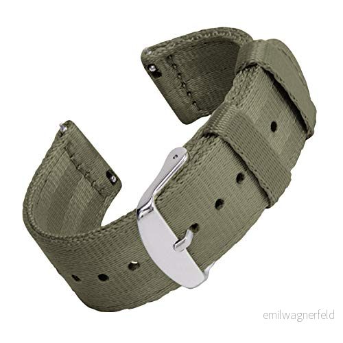 Archer Watch Straps Armband i Säkerhetsbältenylon med Snabbkoppling (Olivgrön, 18mm) 810054473862