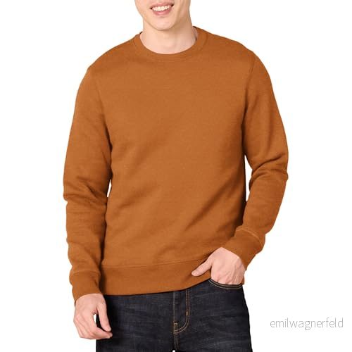 Amazon Essentials Men's Fleecetröja med rund hals (finns i Big & Tall), Muskotnöt, M 195111105031